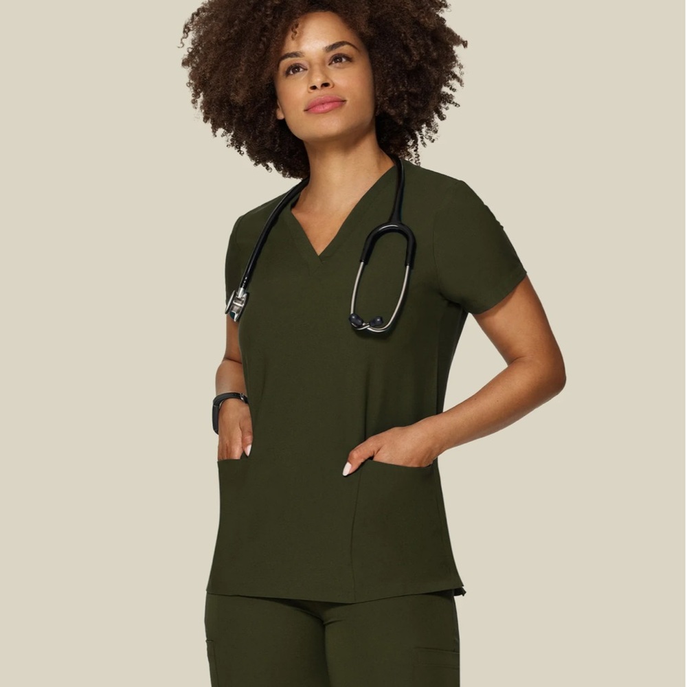 Mandala Olive V-Neck Medical Scrubs set- 3x top and 3x tall bottom/pants